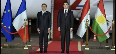 President Emmanuel Macron arrives in Erbil