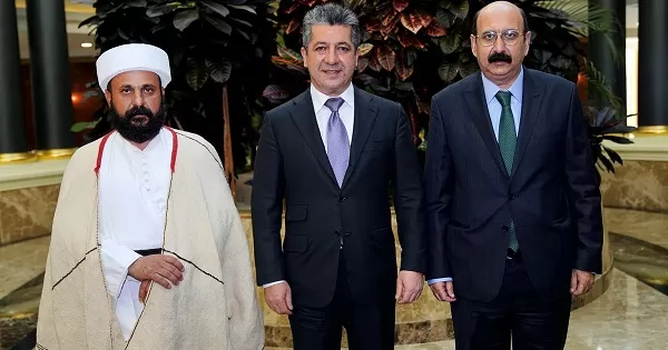 PM Masrour Barzani meets Yazidi Mir and Baba Sheikh