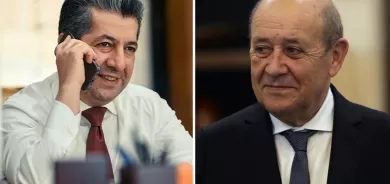 رئيس حکومة إقليم كوردستان يتلقى إتصالا هاتفيا من وزير الخارجية الفرنسي