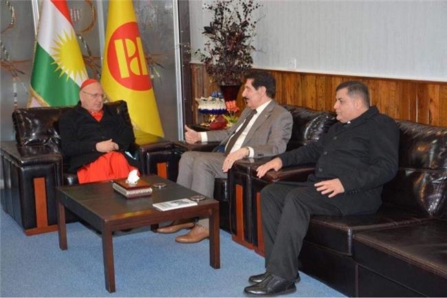 سكرتير المكتب السياسي للحزب الديمقراطي الكوردستاني يستقبل البطريرك الكاردينال مار لويس روفائيل ساكو