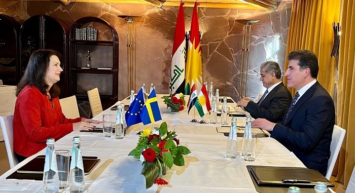 President Nechirvan Barzani meets with Foreign Minister of Sweden