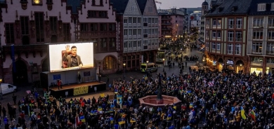 Zelenskyy addresses protesters across Europe