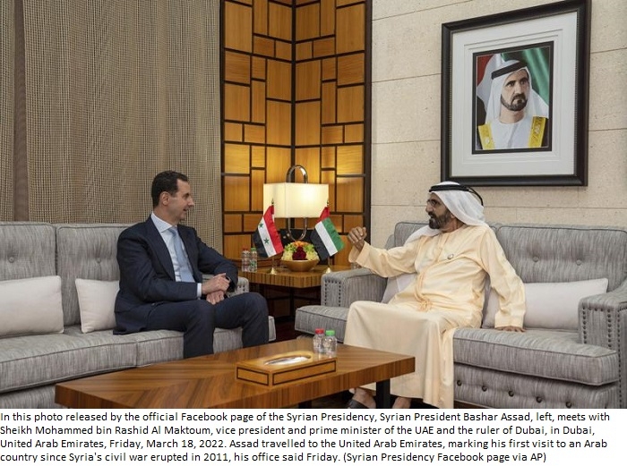 Syria’s Assad visits UAE, 1st trip to Arab country since war