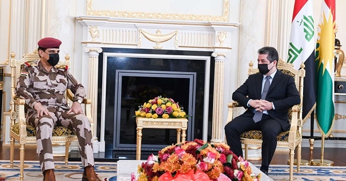 PM Masrour Barzani meets top Iraqi military delegation