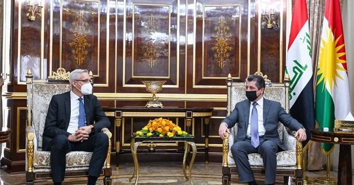 PM Masrour Barzani meets Martin Jaeger, the German Ambassador to Iraq
