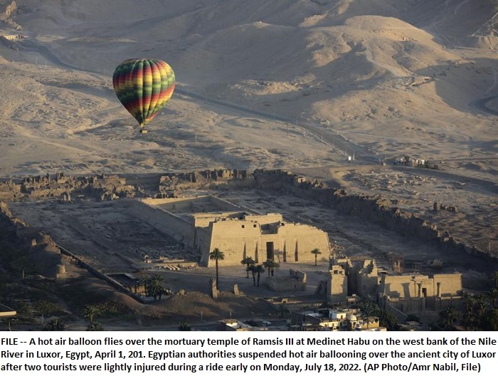 Egypt suspends hot air ballooning over Luxor after 2 injured