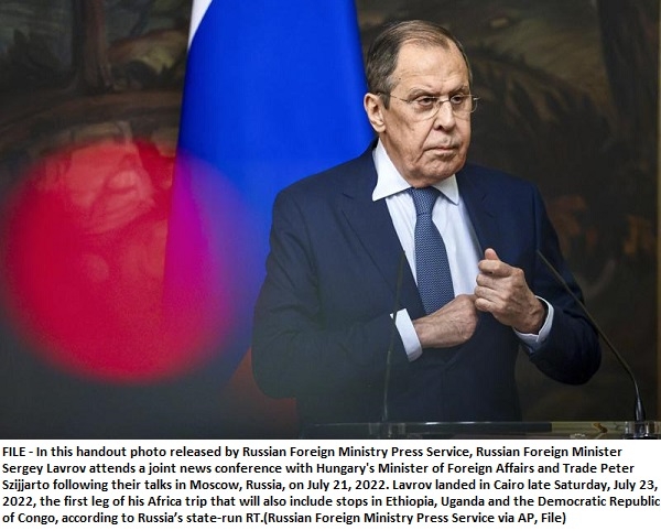 Russia FM visits Egypt, part of Africa trip amid Ukraine war
