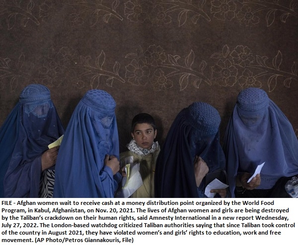 Amnesty: Taliban crackdown on rights is ‘suffocating’ women