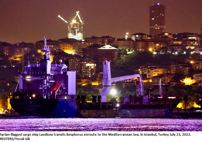 Syrian ship carrying 'stolen Ukrainian barley, flour' docks in Lebanon, Ukrainian embassy says