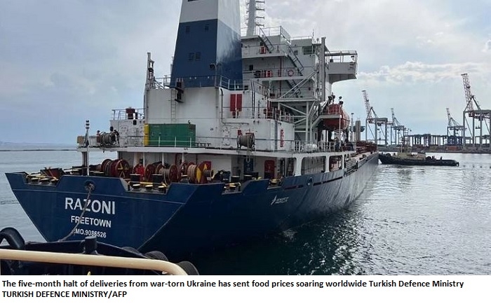 First Ukrainian grain shipment since invasion heads to Istanbul