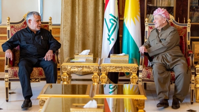 الرئيس بارزاني والعامري يؤكدان على أهمية اتخاذ خطوات لإنهاء الأزمة العراقية