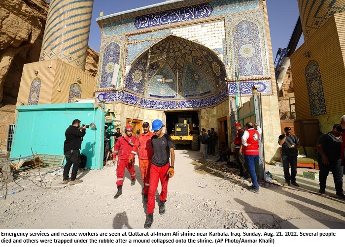 Officials: Landslide at Shiite shrine in Iraq kills 7