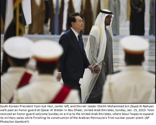 South Korean president travels to UAE, seeks arms sales