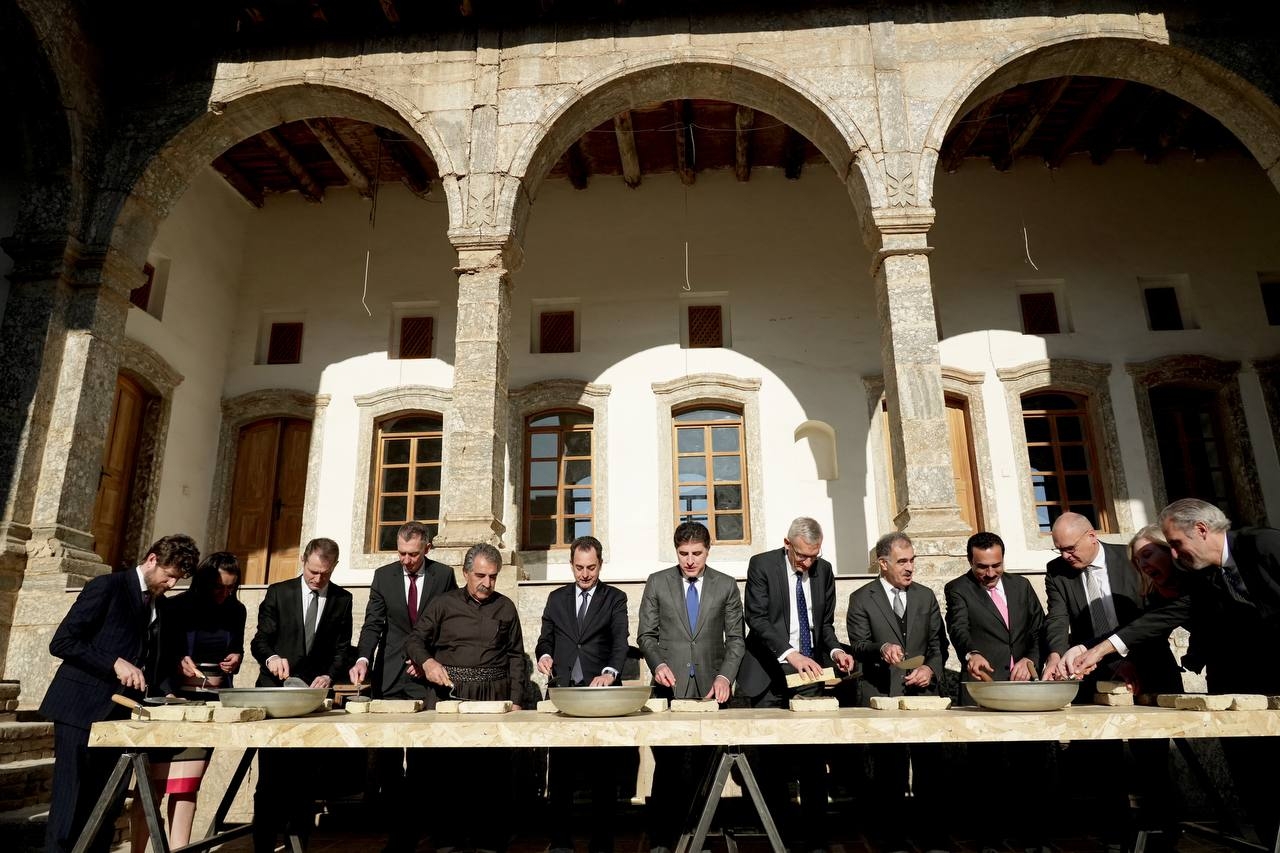 President Nechirvan Barzani lays the foundation stone of a French-German cultural institute