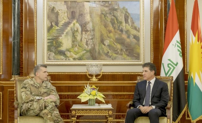 President Nechirvan Barzani meets with Major General Matthew McFarlane