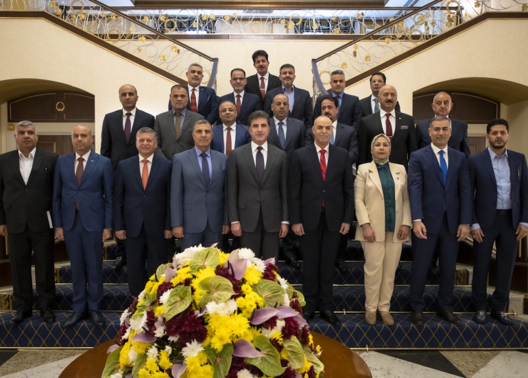 President Nechirvan Barzani receives a delegation from an Iraqi military college