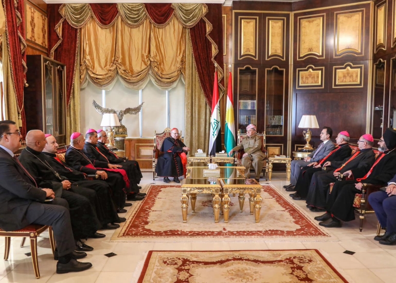 President Barzani Receives Chaldean Patriarch and Accompanying Delegation