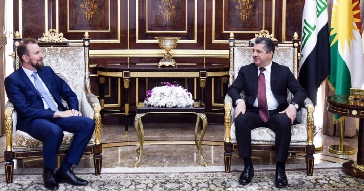 رئيس حكومة إقليم كوردستان يستقبل سفير الاتحاد الأوروبي لدى العراق