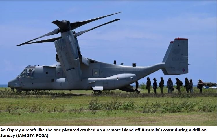 Three U.S. Marines Killed in Osprey Aircraft Crash on Remote Australian Island