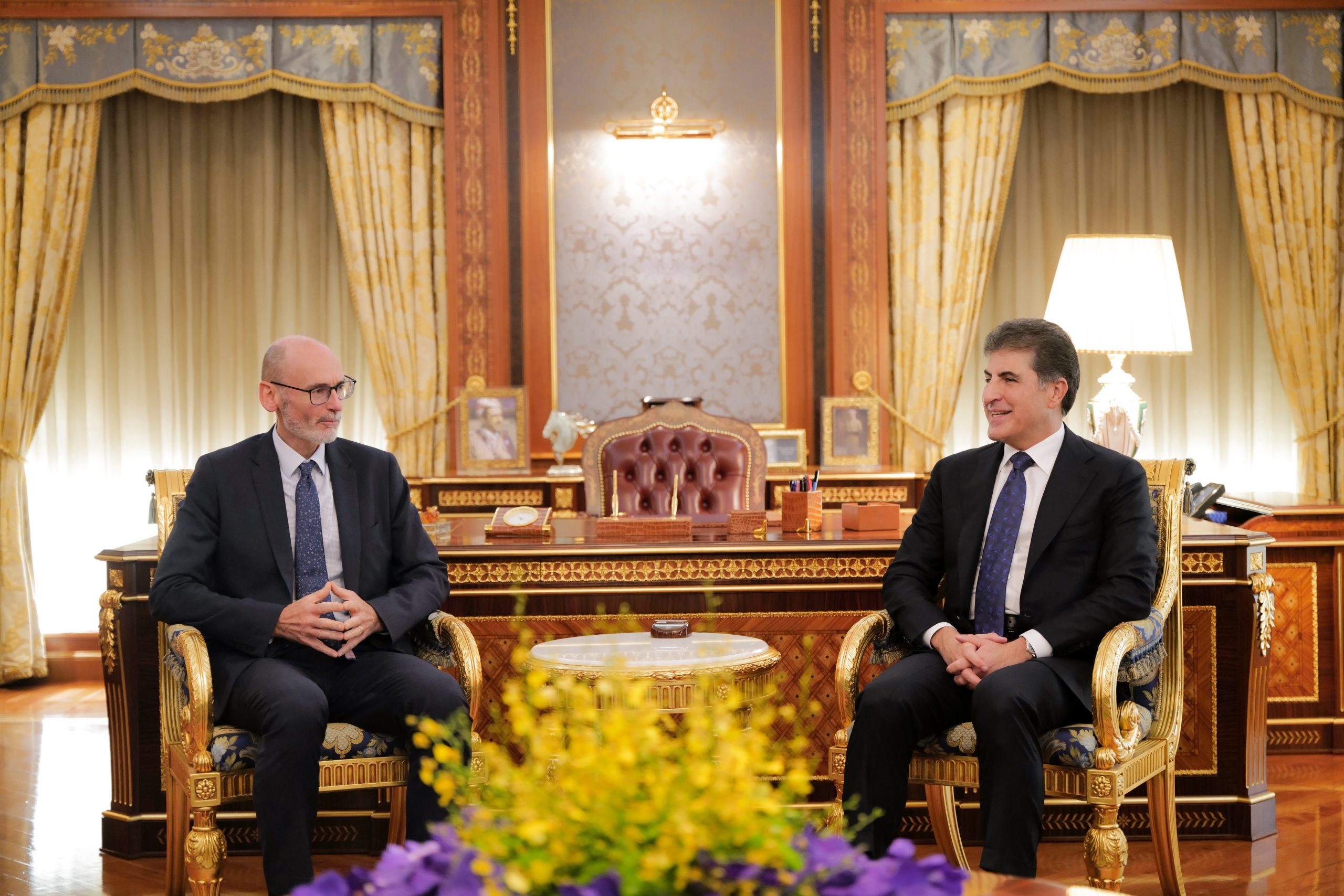 President Nechirvan Barzani meets with British Ambassador to Iraq Stephen Hitchen