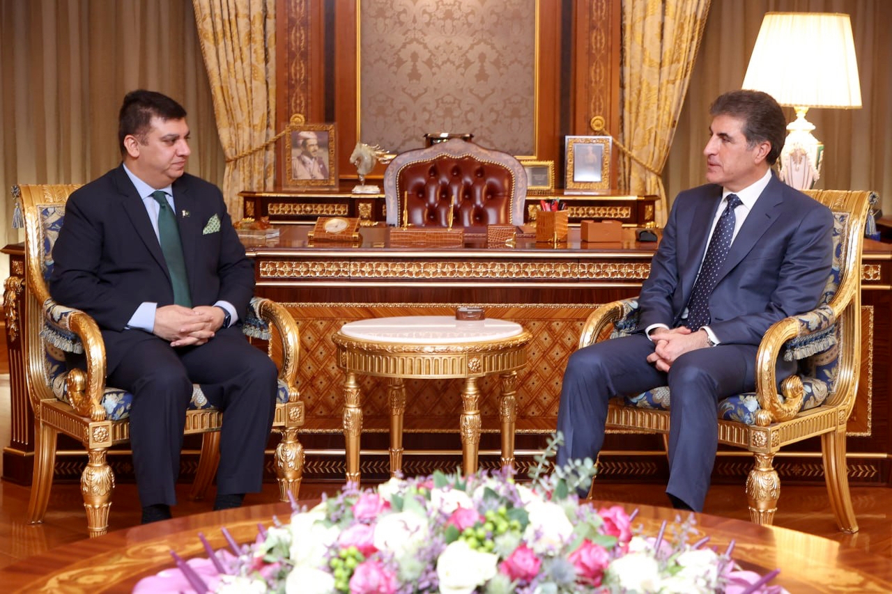 President Nechirvan Barzani receives Pakistan’s outgoing Ambassador Ahmed Amjad Ali