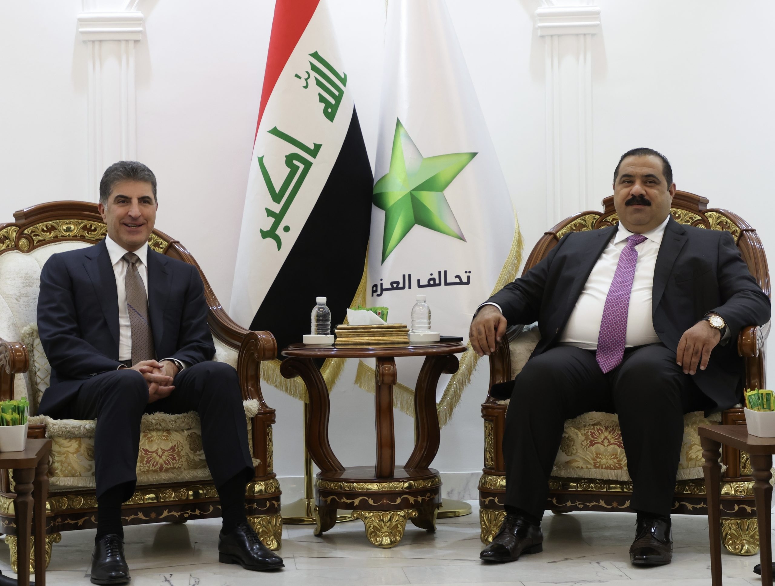 President Nechirvan Barzani meets with Al-Azm Coalition Leader Musanna al-Samarai