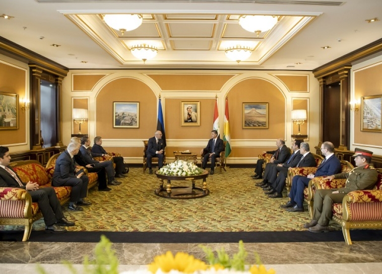 President Nechirvan Barzani welcomes Estonia’s President Alar Karis