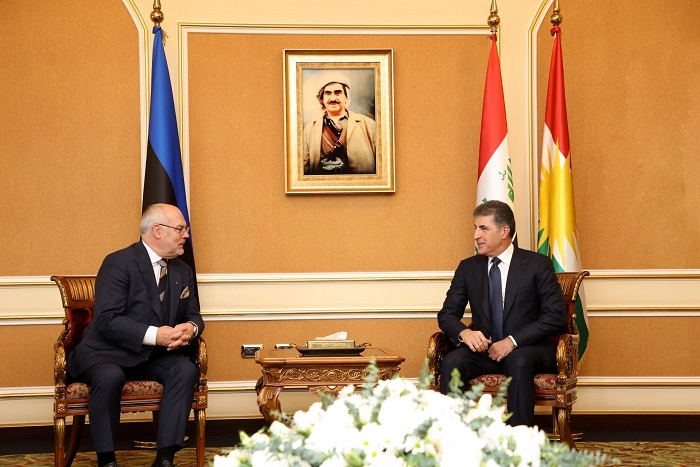 President Nechirvan Barzani welcomes Estonia’s President Alar Karis