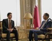 President Nechirvan Barzani meets with the Prime Minister of Qatar Mohammed bin Abdulrahman Al Thani