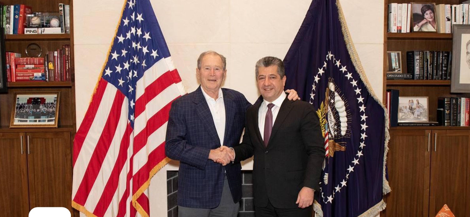 رئيس حكومة إقليم كوردستان يلتقي الرئيس الأمريكي الأسبق جورج بوش