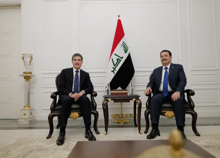 President Nechirvan Barzani meets with Iraq’s Prime Minister Mohammed Shia’ al-Sudani